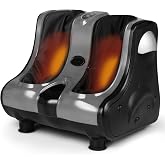 GIANTEX Foot and Calf Massager with Heat, Vibration, Grey | Shiatsu Foot Massager Machine, Deep Kneading, 3-Level Intensity Modes, Electric Foot Massager for Tired Feet, Leg, Calf