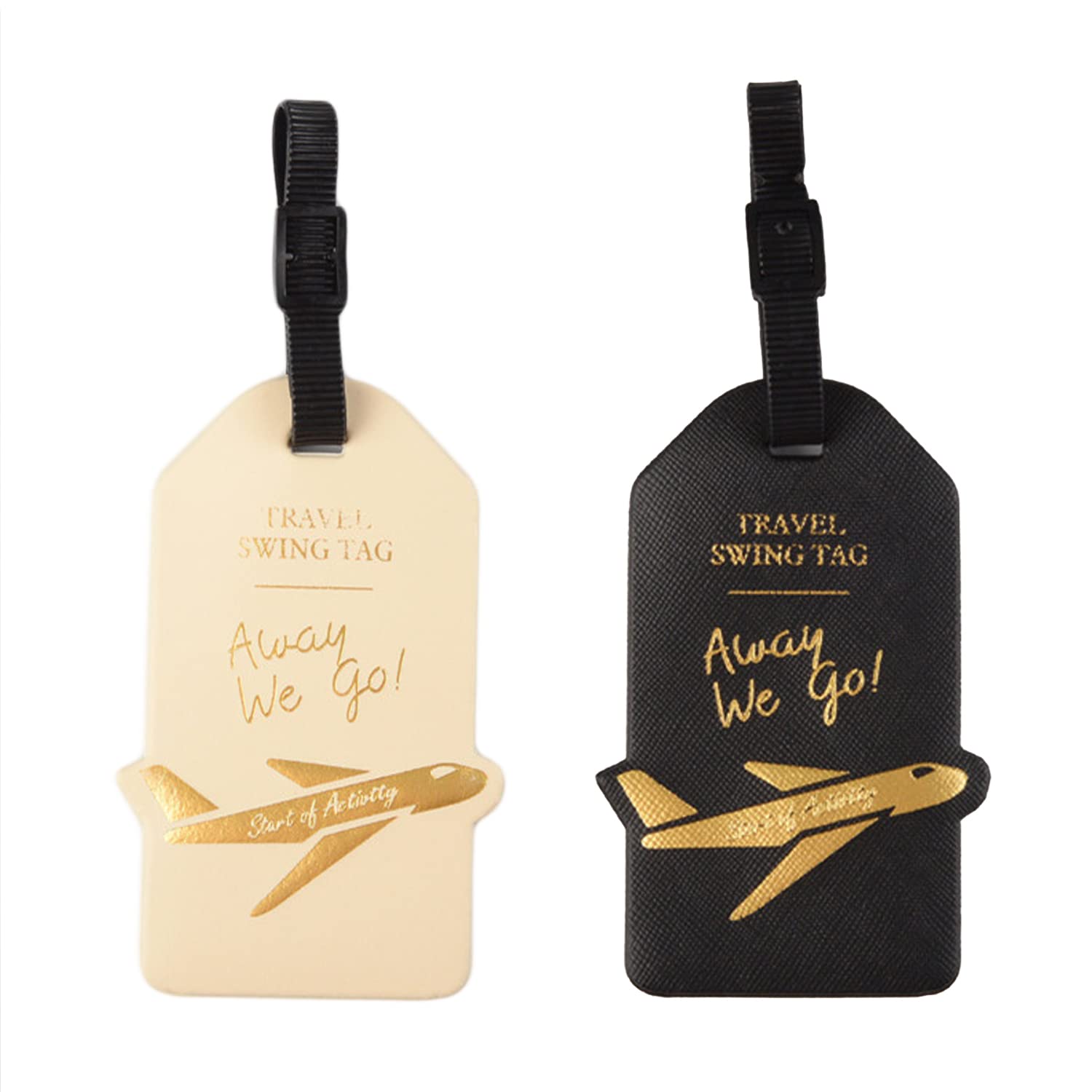 2 Pcs Luggage Tags, Leather Airplane Luggage Tags for Suitcases Travel Id Bag Tag Name Address Tel Tag Travel Gifts for Men/Women Wedding Travel Gift