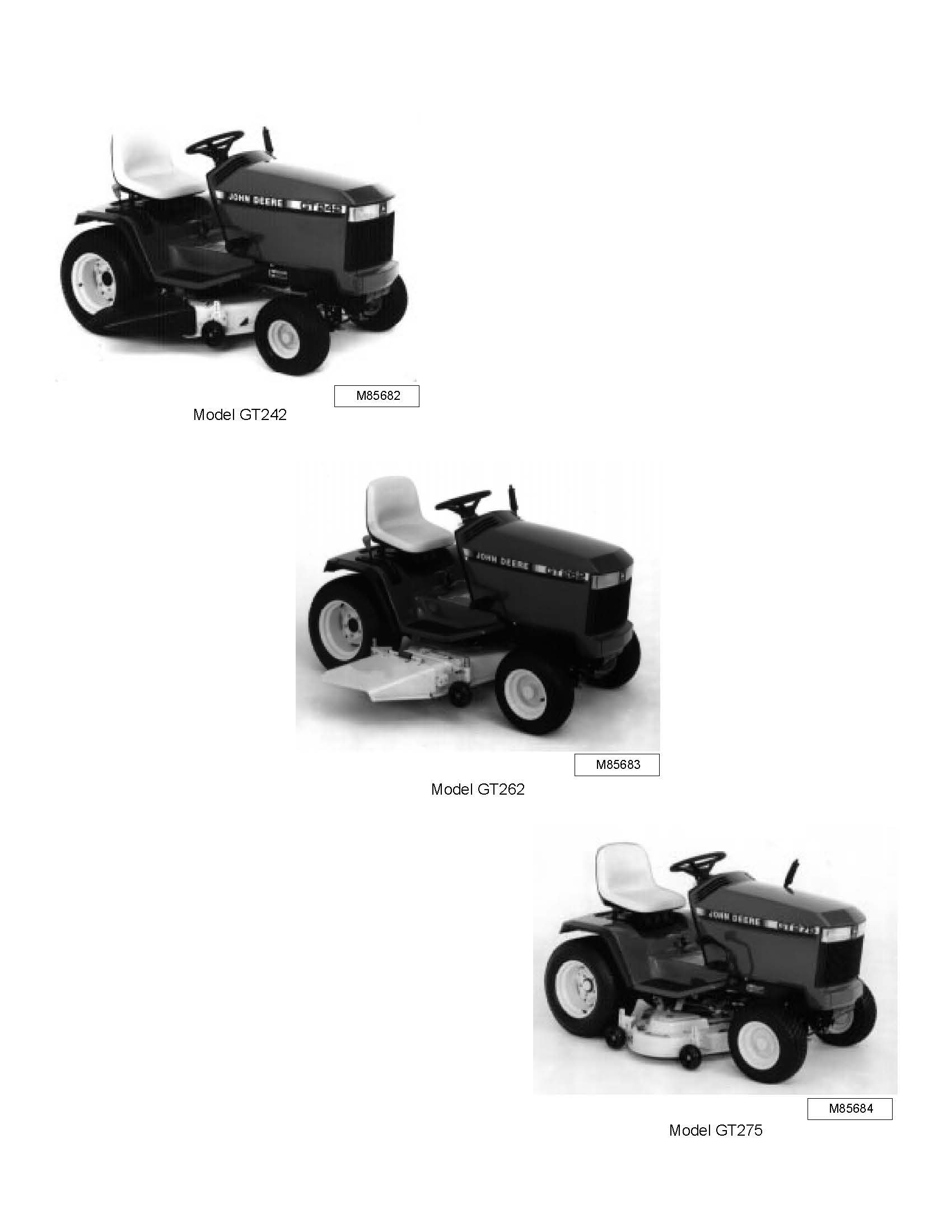 John Deere Gt242 GT262 GT275 Lawn Garden Tractor Technical Service Manual: JOHN  DEERE: Amazon.com: Books
