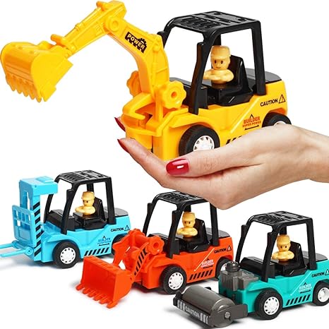 Amazon 建設トラック車両おもちゃ 4個パック プルバック 車のおもちゃ 車 幼児 子供 3 4 5 6歳 男の子 トラック おもちゃ ギフトプレイセット 建設パーティー用品 おもちゃ おもちゃ