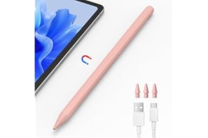 NESVECIT 8 Mins Fast Charge Stylus Pen for iPad,Active Pencil for Apple iPad 2018-2023,Palm Rejection Tilt Sensitivity Magnetic Pen Work for iPad Pro 11" & 12.9",iPad 6-10,iPad Air 3/4/5,iPad Mini 5/6, Pink