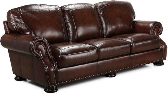 Amazon.com: Simon Li Bremen Leather Sofa, 97" L, Brown: Furniture & Decor