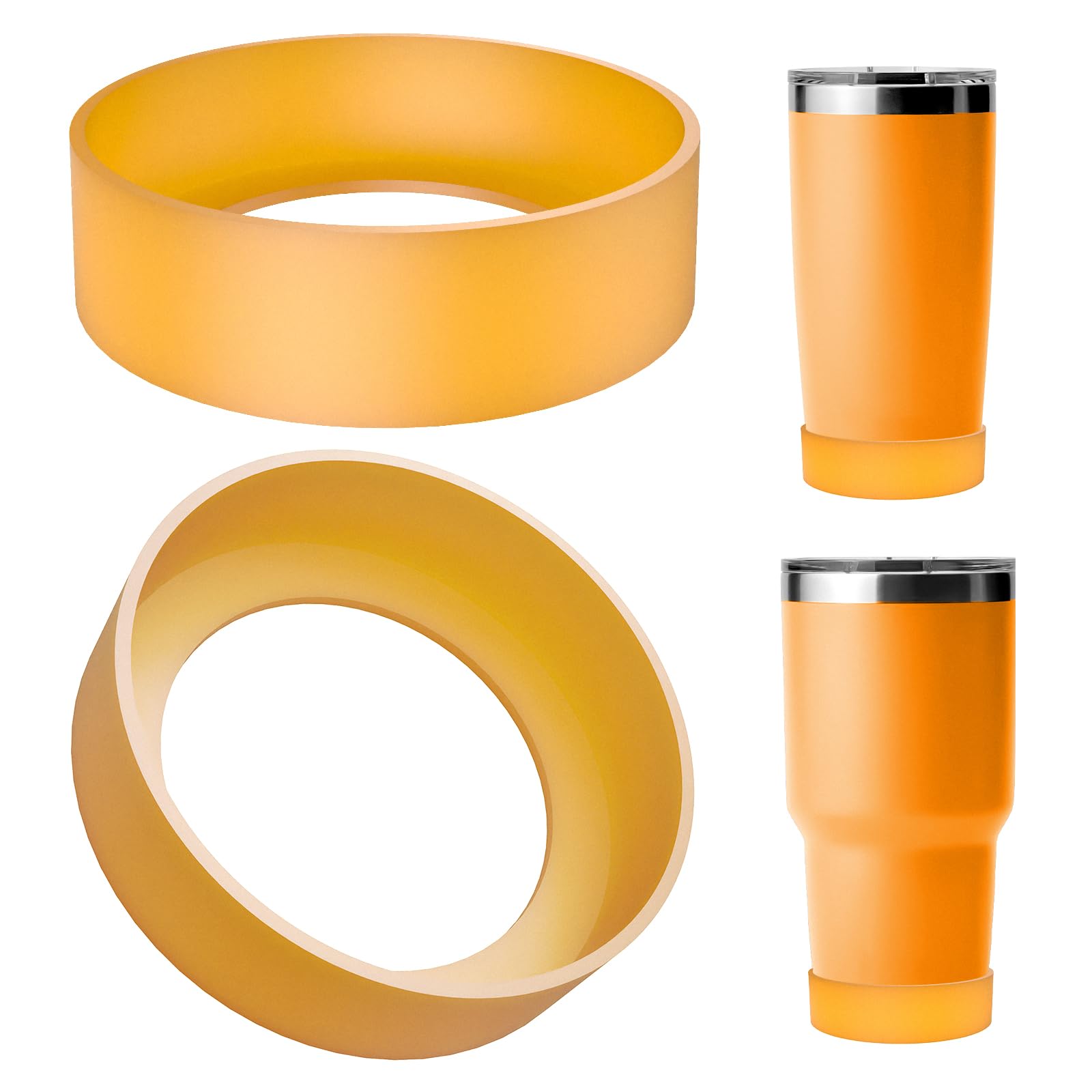 Linkidea 2 Pack Water Bottle Boot Compatible with YETI Tumbler 20oz/30oz, Travel Mug 20oz/30oz, Silicone Anti-Slip Waterbottle Bottom Sleeve Cover Protector (Orange)
