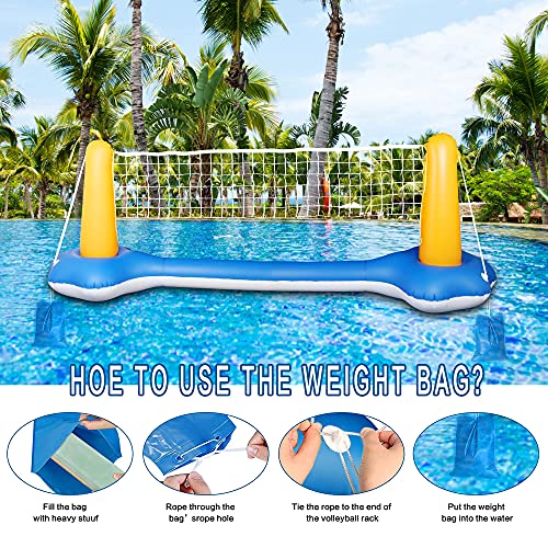 Pool Volleyball Set, Inflatable Volleyball and Basketball Net for Pool