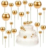 Lanjue 40 Pcs Gold Ball Cake Toppers Foam Mini Balloons DIY Cupcake Decor Party view 1