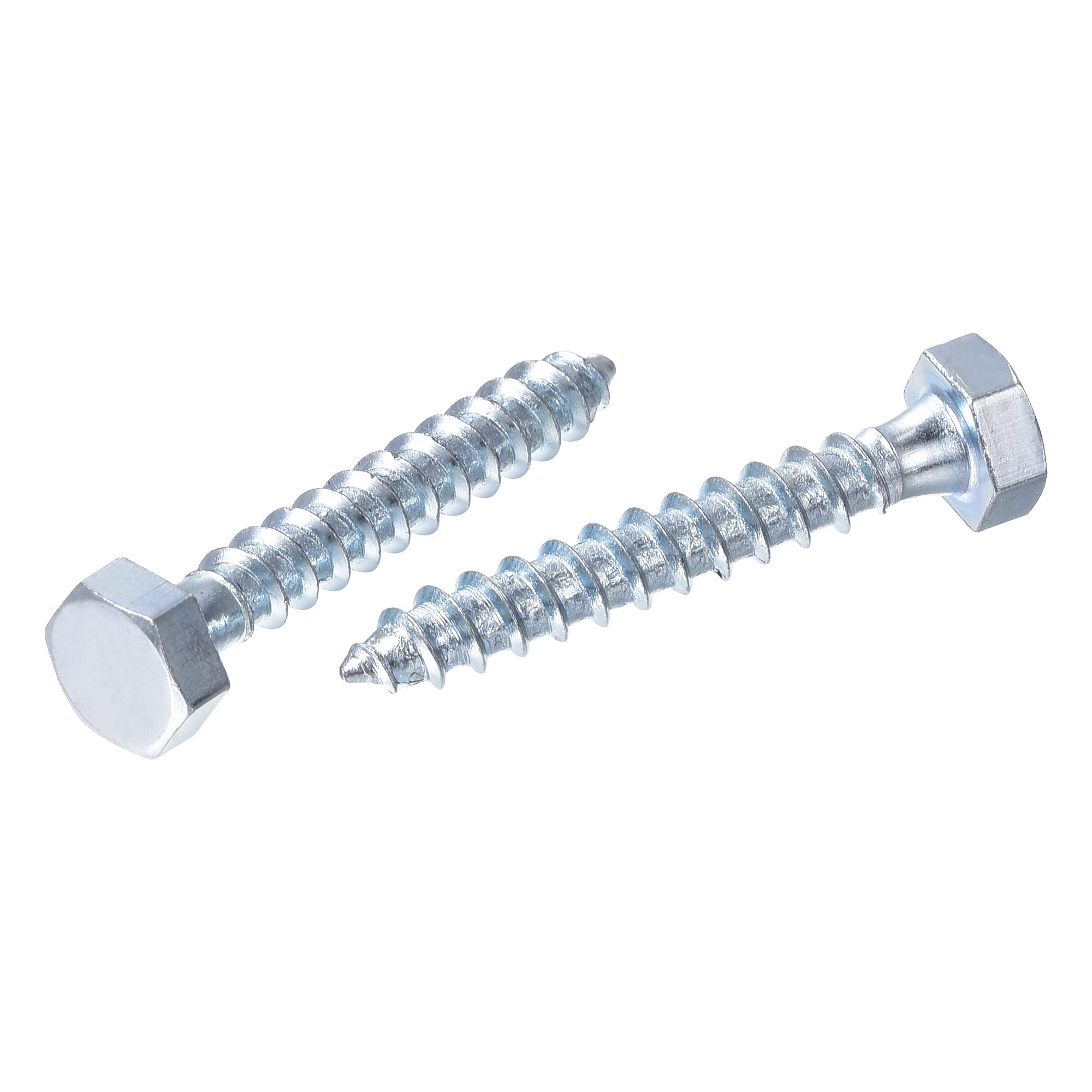 sourcing map Hex Lag Screws, M6 x 40mm Carbon Steel Zinc Plated Full Thread Self-Tapping Bolts for Wood Screw 50Pcs