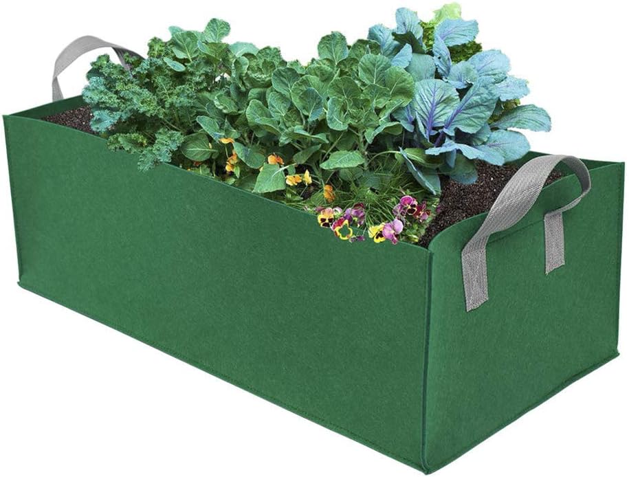 Raised Planter Garden Bed Bag,Felt Fabric Raised Garden Bed Square Planter Bag Container with Handle for Herb Flower Vegetable Plants