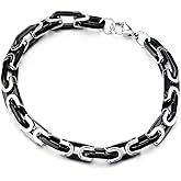 COOLSTEELANDBEYOND Mens Women New Stainless Steel Braided Link Bracelet Silver Black Two-Tone Polished