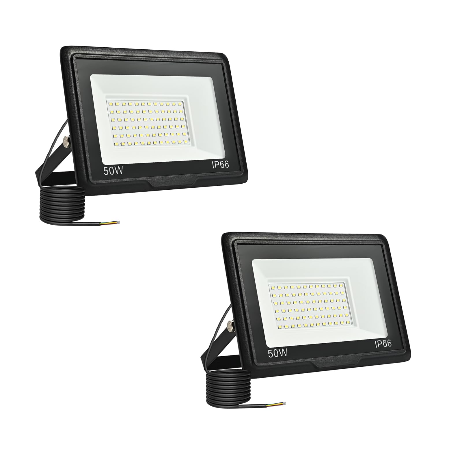 toobettp Outdoor LED Spotlight Outdoor Light, LED Projector 50W, 5000LM Outdoor LED Spotlights 6500K Cool White Waterproof IP66 Outdoor LED Projectors, for Garage, Garden, Patio, Park, 2 Pcs