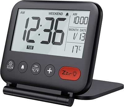 NOKLEAD Digital Travel Alarm Clock Mini Backlight Calendar Temperature 12/24H