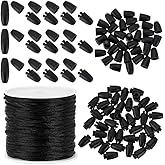 PH PandaHall Breakaway Clasps for Lanyard, 24mm Black Bead Barrel Connectors Closure Clasp 30pcs Safety Clasps with 1.5mm x 50 Yards Nylon Lanyard String Cord for DIY Necklace Bracelet Jewelry Making