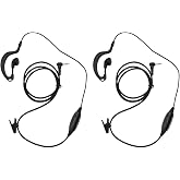 abcGoodefg 1 Pin 2.5MM Walkie Talkie Earpiece with Mic, G Shape Ear Piece for Police Radios Law Enforcement Compatible with Motorola MH230R MH230TPR MR350R MS350R (2 Pack)
