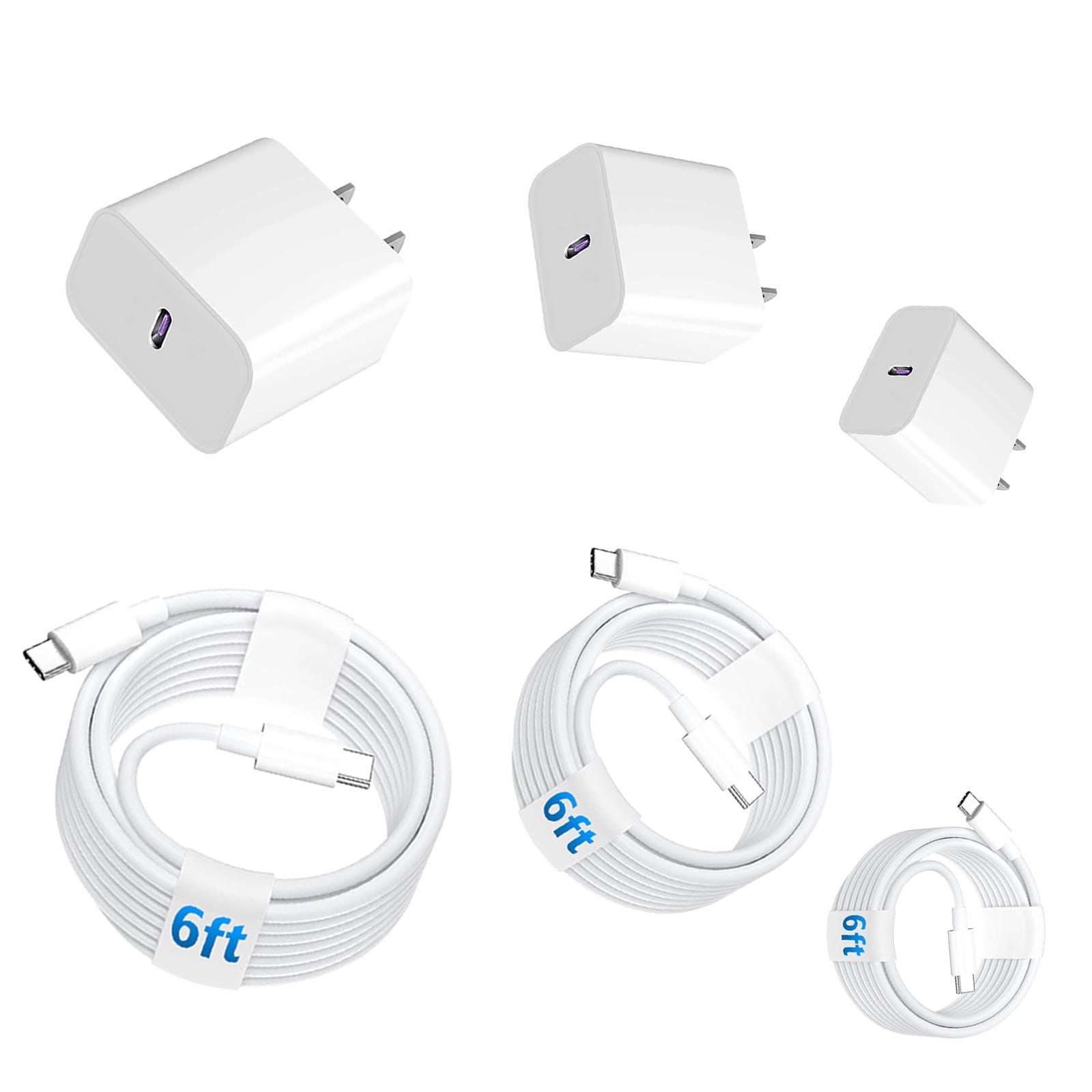 6FT for iPhone 17 16 15 Charger Fast Charging，20W USB C for Apple iPad Pro Charger Fast Charging,iPad 10th Gen, 13 12.9 11 10.9 8.3-inch (2025 2024 2022 2021 2020 2018 A17 A16 M4 M3 M2), 3Pack