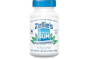 ZELLIES Zellie's | 100% Xylitol Peppermint Chewing Gum | No Aspartame, Gluten Free, Vegan & Kosher (100 Count - Pack of 1)