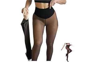 New Compression Band & One Seam Option, The Fleece Lined Leggings, Plus-Size Warm Bare-Leg Tights