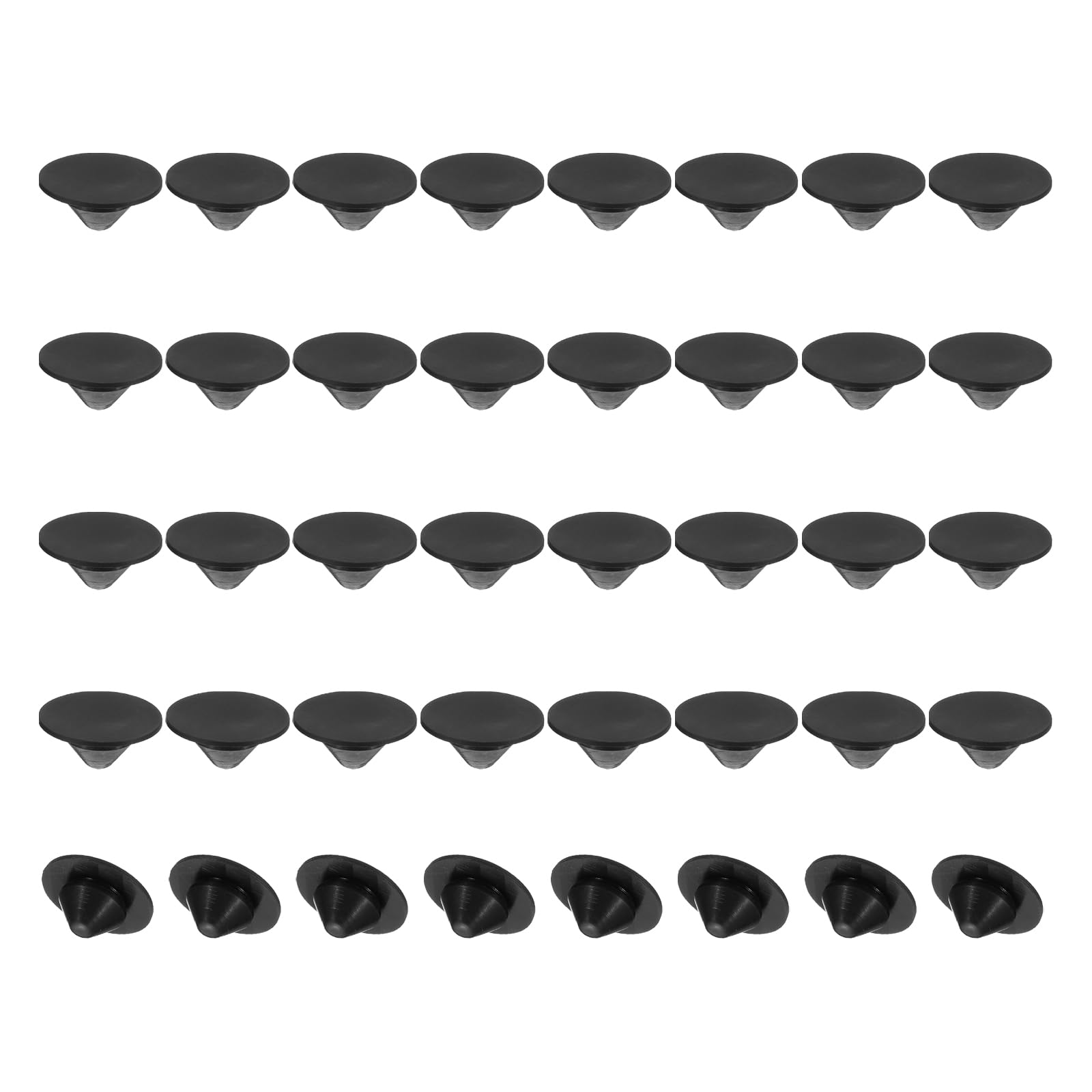 PATIKIL 10mm Diameter Silicone Round Snap, 40 Pcs in Type Locking Furniture Hole Plug Button Wide Edge Protective Cover Fit for 10-11mm Hole for Seal Bulkhead Cylinder Hole, Black