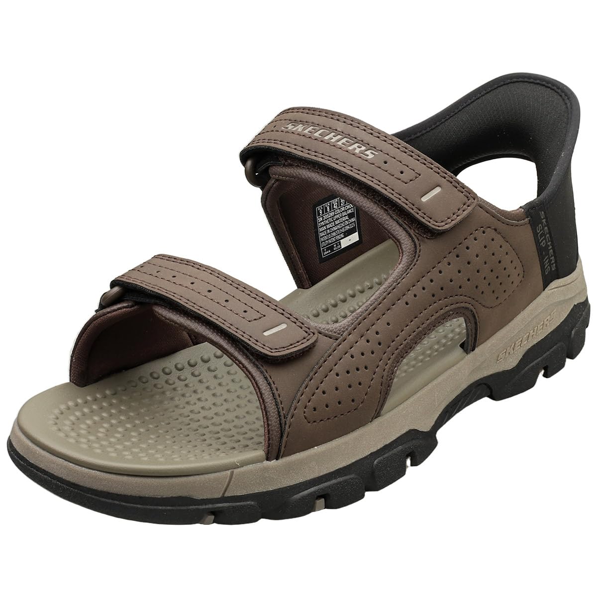 Skechers Men’s Tresmen-Reece Two Strap Open Toe Slip-Ins Sandal, Choc, 10