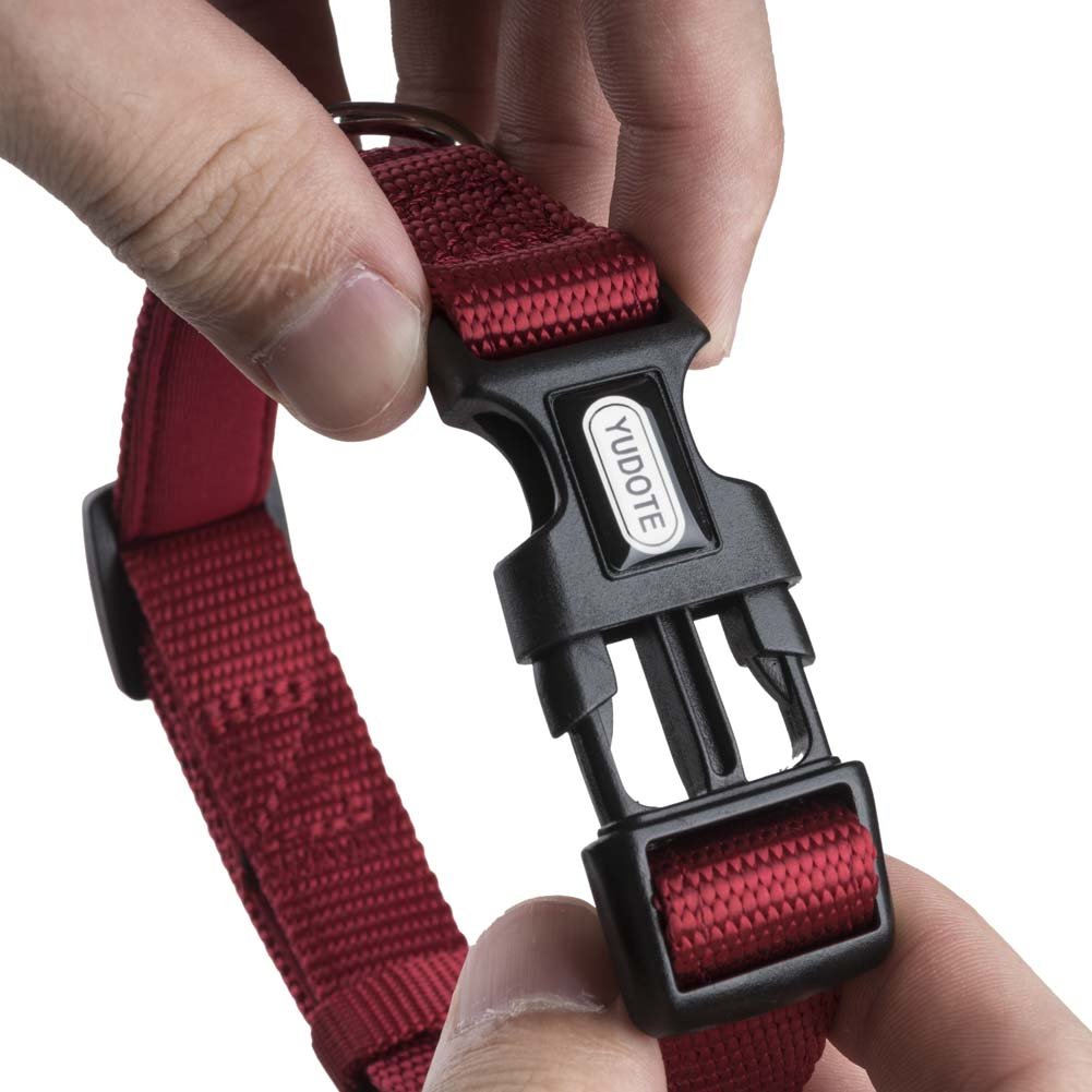 YUDOTE Adjustable Nylon Dog Collar with Soft Neoprene Padding for Puppies Small Sized Dogs Neck 25-38cm Red — image 1