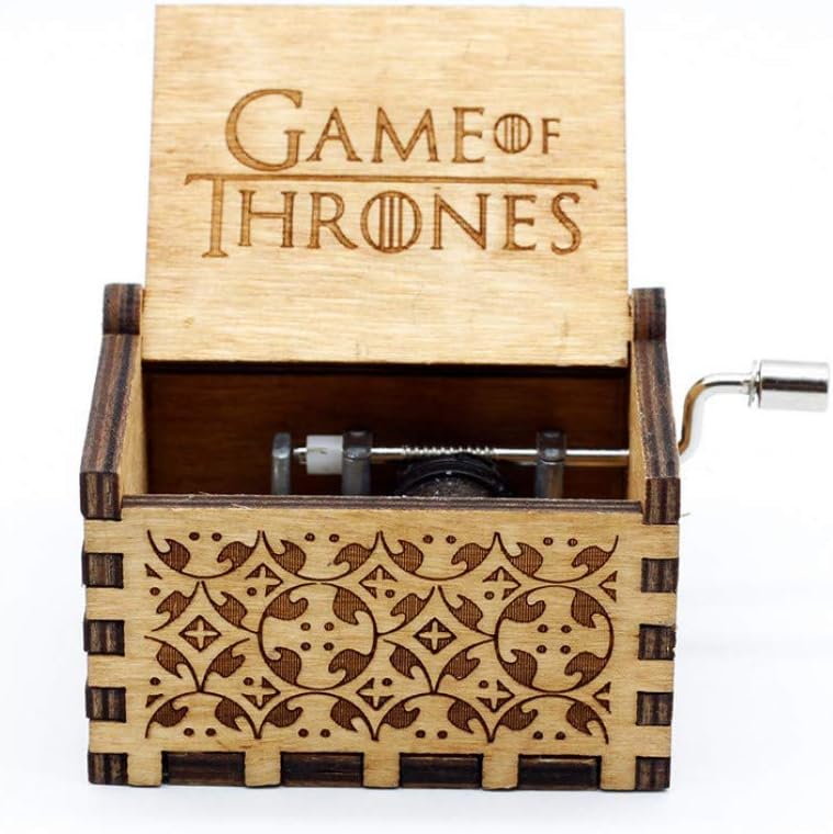 JKLBNM Carved Queen Music Box Thrones Castle in The Sky Hand Cranked Wood Music Box Christmas Gift