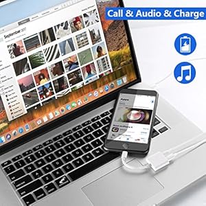 Jack Aux Audio Headphone Adapter 4 in 1 Adaptor Applicable for Calling & Volume Control & Charging & Music,Cables Earphone Converter Compatible Phone7/7plus 8/8plus/X Support 10.3/11 System (White) by MPWHYL