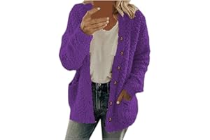 cllios Winter Coats for Women 2023 Fuzzy Fleece Sherpa Jacket Warm Outerwear Button Down Long Sleeve Cardigan Plush Sweater