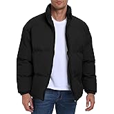 PEGENO Mens Winter Padded Jackets Full Zipper Windproof Jacket Coat