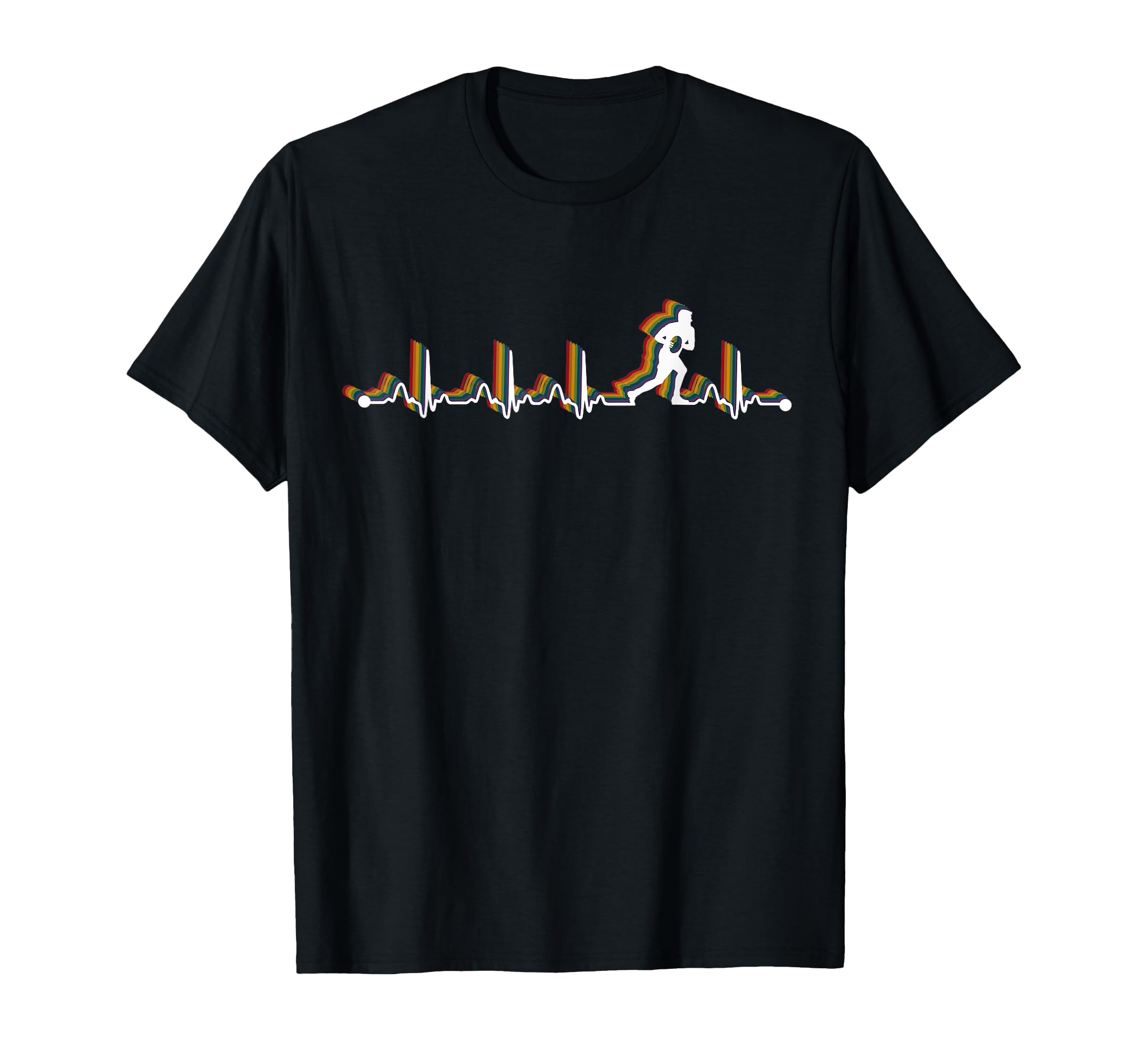Rugby Retro Heartbeat ECG Vintage Rugby Player T-Shirt