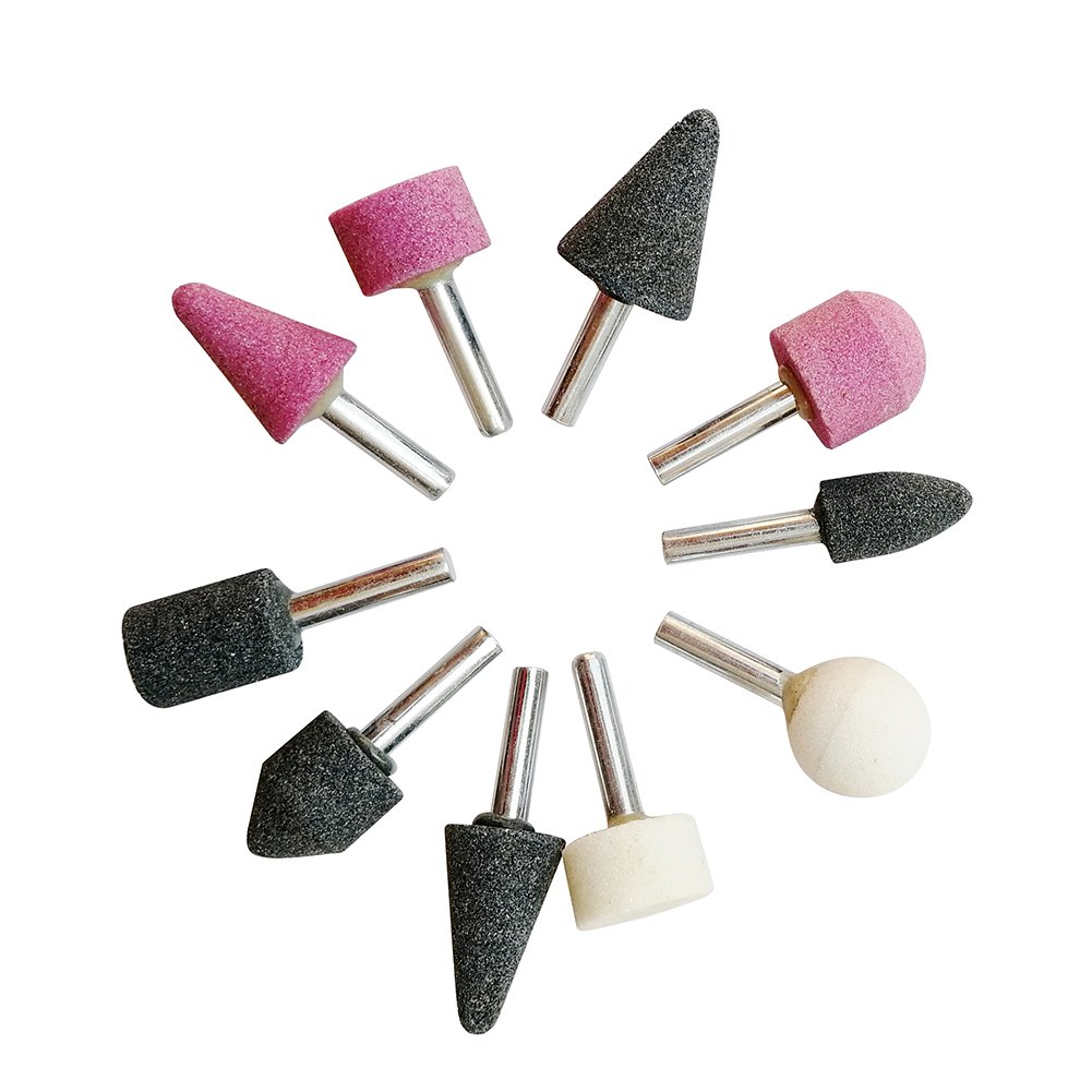 Btibpse 1/4-inch Shank Abrasive Stone Points Electric Grinding Wheel Head for Dremel Rotary Kit 10pc/Set