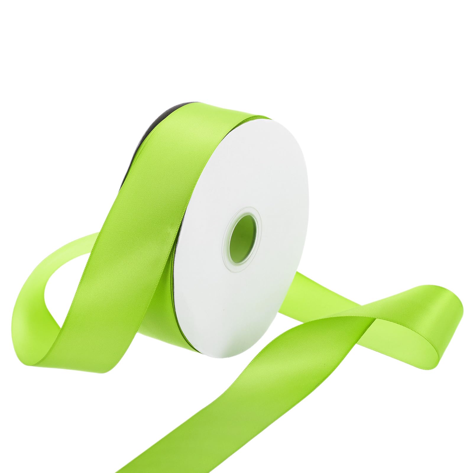 Rebower 38mm Satin Ribbon 46m Thick Double Face Grosgrain Silk Ribbon, [for Gift Wrapping, Hair Bows, Wedding, Cake, Flower] - 50 Yard/150ft/Lawn Green