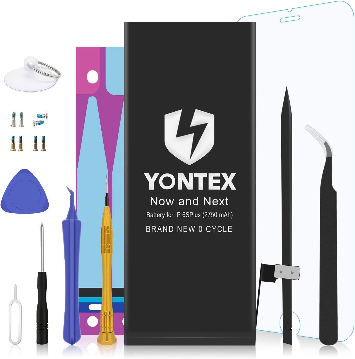YONTEX Battery Replacement Compatible with iPhone 6S Plus, 0 Cycle Battery with Repair Tools, Adhesive Strips and 1 Screen Protector