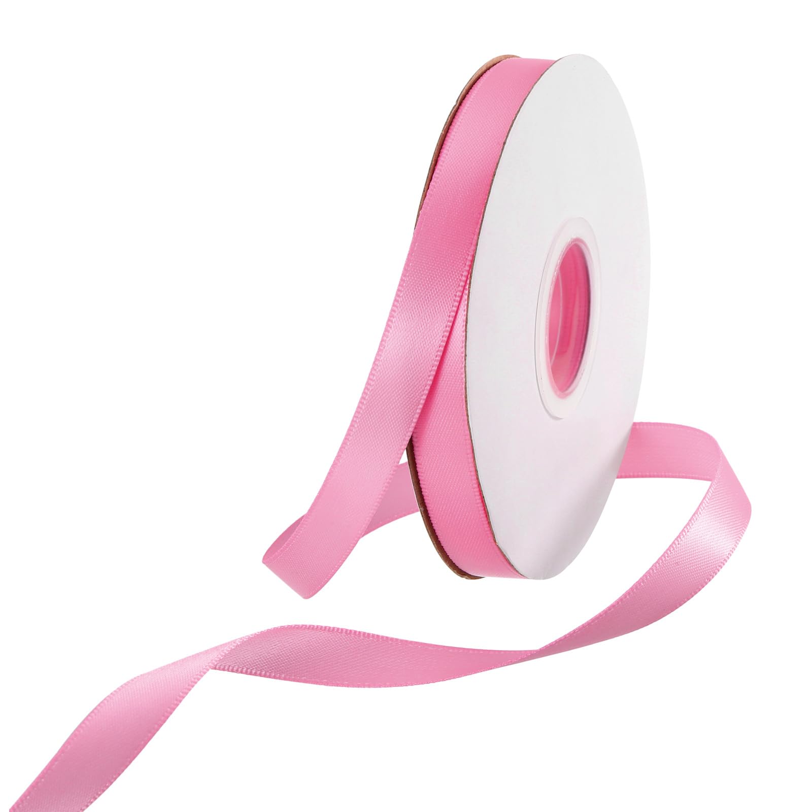 Rebower 10mm Satin Ribbon 46m Thick Double Face Grosgrain Silk Ribbon, [for Gift Wrapping, Hair Bows, Wedding, Cake, Flower] - 50 Yard/150ft/ Pink — image 1