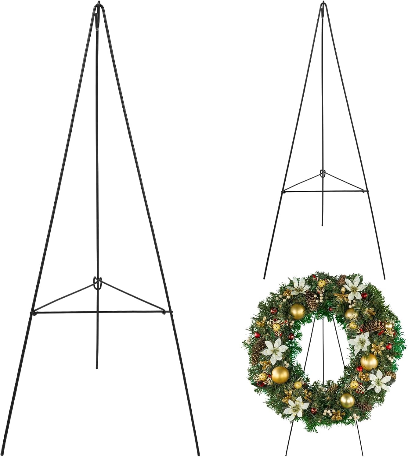 Wreath Hangers - Soaoo 2 Pack Christmas Wreath Stand Christmas Wreath Holder Metal Easel for Cemetery Grave Flower Holder Gravestone Wreath Stand for Grave Marker Gravestone Flowers Decorations