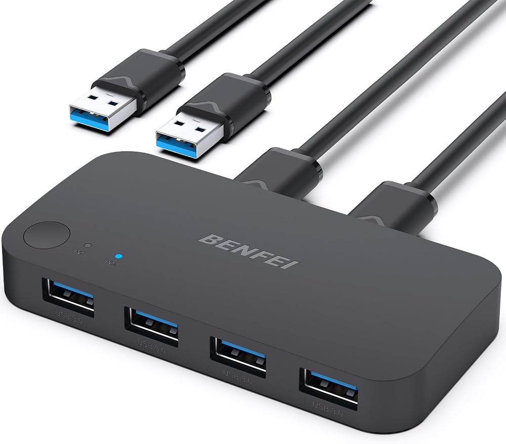 BENFEI USB 3.0 2-Input 4-Output KVM Switch for 2 PCs