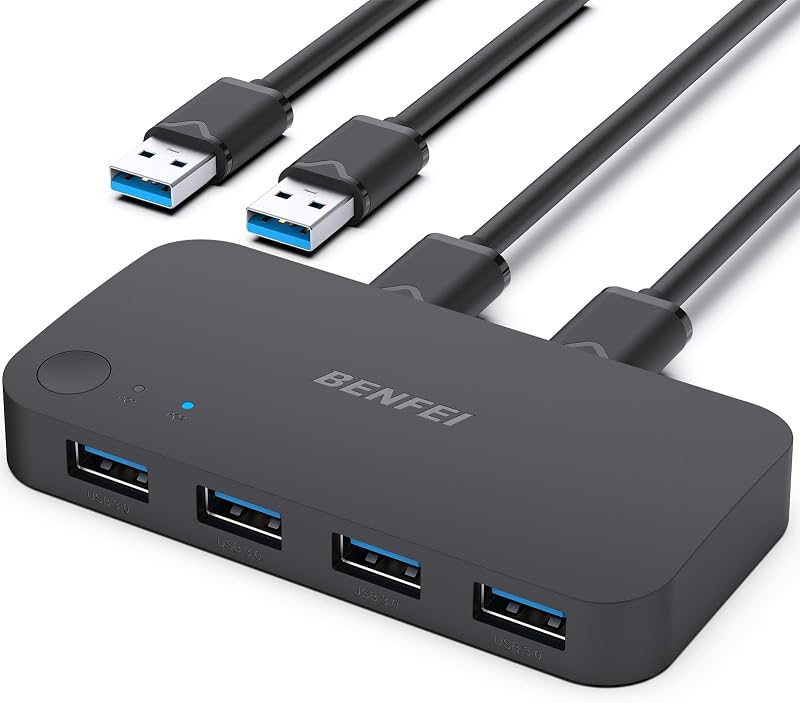 BENFEI USB 3.0 2-Input 4-Output KVM Switch for 2 PCs