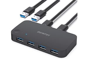 USB 3.0 Switch, USB Switcher 2 Computers Share 4 USB for PC Mouse Keyboard Printer Scanner, USB KVM Switch Selector Compatibl