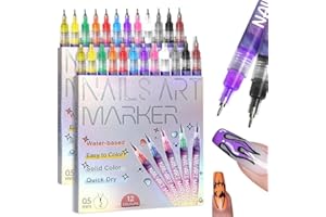 EADWE 12 Colors Nail Art Pens Set, 2026 New 3D Nail Art Markers for Gel Nails, DIY Nail Art Marker Drawing Painting Liner Pen, Nail Art Tools for Graffiti Dotting Drawing Painting Point Liner DIY (1Set)