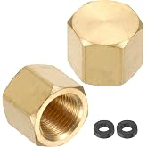 uxcell 2Pcs Brass Hex Head Compression Fitting Stop Valve Cap, 1/8 NPT | Female Thread Pipe Fitting Tubing Ends Sealing Cap with Gasket Gold Tone, 1/8 NPT (ID 5/16")