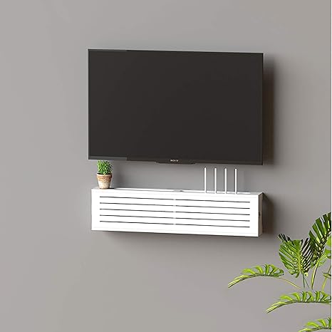Amazon Com Floating Tv Cabinet Tv Set Top Box Shelves Wall Mount Wifi Router Stand For Xbox One Ps4 Cable Box Dvd Players Game Console Easy To Install Size 80cm Furniture Decor