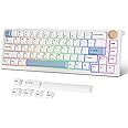 FANTECH MAXFIT67 3-Mode Mechanical Gaming Keyboard RGB Backlit, 65% (67-Key) Hot Swappable Type-C Wired Mechanical Keyboard, Kailh White Switch, Off-White