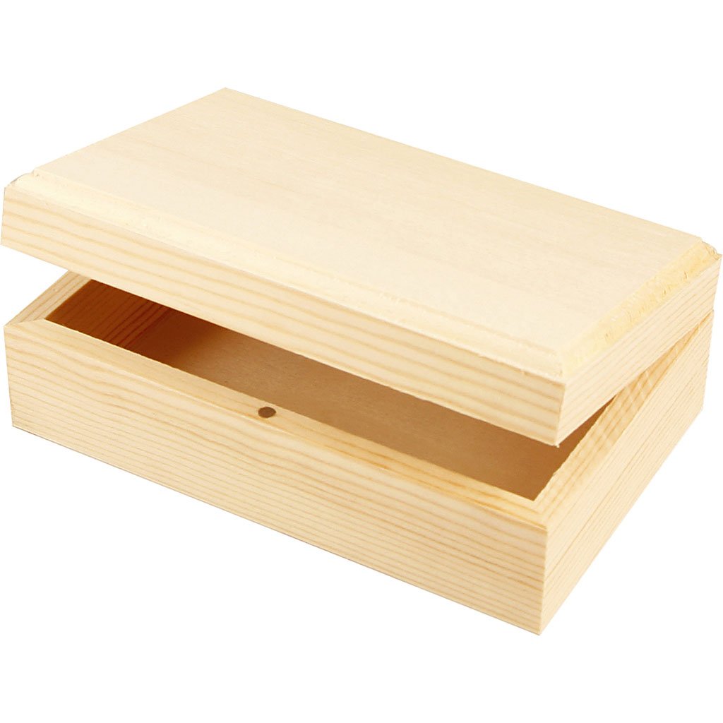 Creativ 576300 1-Piece Wooden Jewellery Box Magnetic Catch Lift Up Lid, Pine