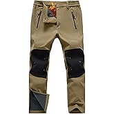 Rdruko Men's Snow Ski Pants Waterproof Insulated Fleece Lined Snowboard Winter Hiking Camping Pant with Zipper Bottom Leg