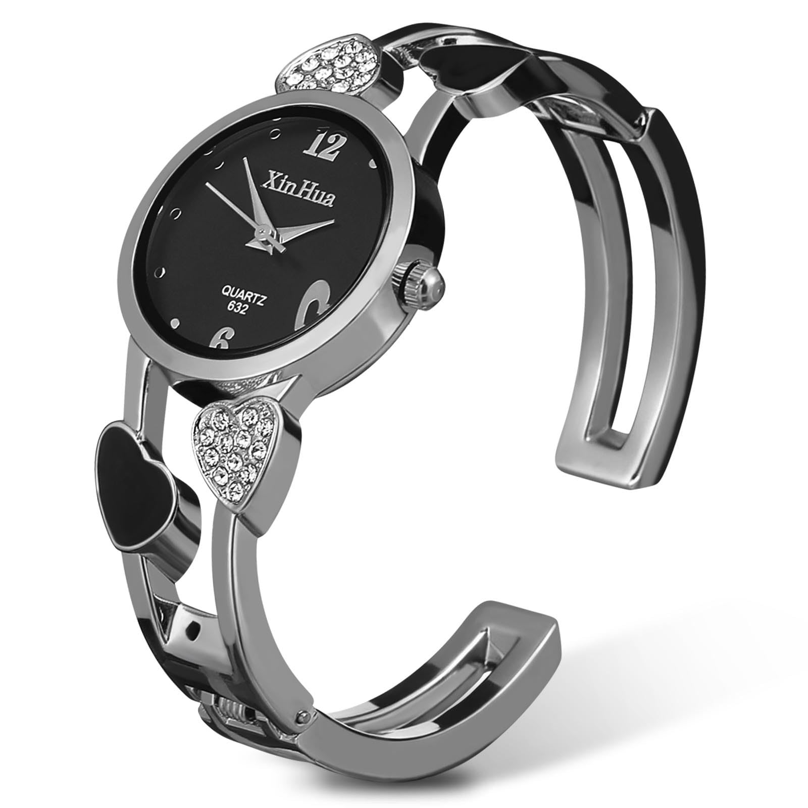 ABOOFAN Women's Bangle Watch, Fashion Crystal Rhinestone Wrist Watch for Ladies Elegant Bracelet Watch for Women, Black