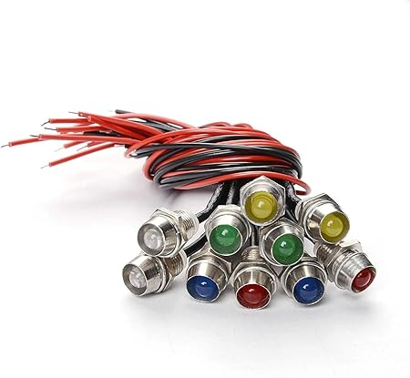 Amazon Ledインジケーター電球 10個12v Led警告灯インジケーターランプカーバンボートインジケーター ライトパイロットダッシュバルブ指向性ランプ 多色 バイク用ledライト 車 バイク