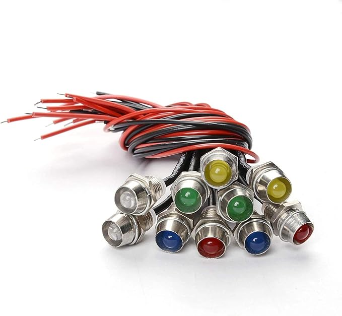 Amazon Ledインジケーター電球 10個12v Led警告灯インジケーターランプカーバンボートインジケーター ライトパイロットダッシュバルブ指向性ランプ 多色 バイク用ledライト 車 バイク