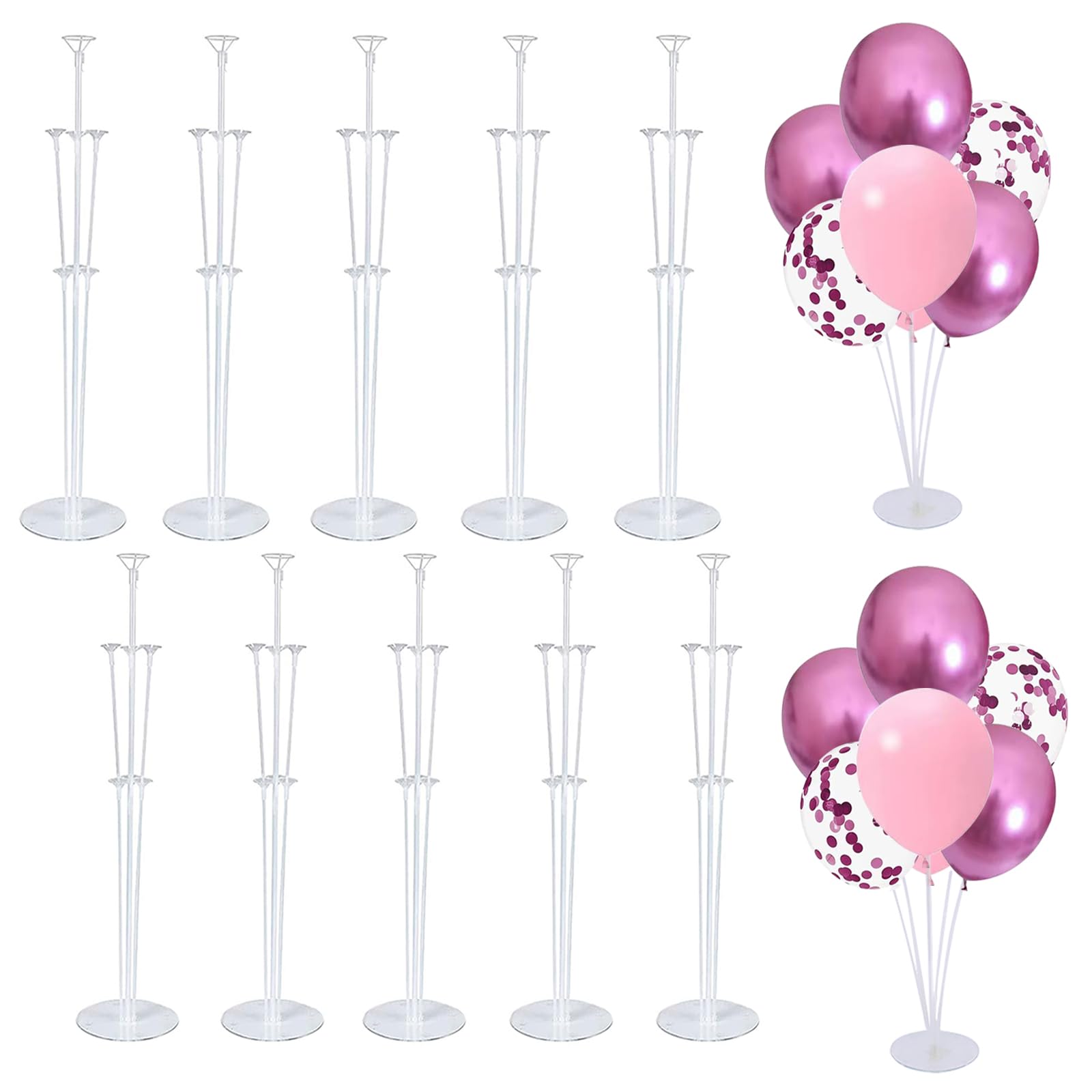 Photo 1 of 10 Set Balloon Stand Kit - Balloon Sticks With Base for Table Balloon Centerpiece Decorations for Birthday Graduation Gender Reveal Baby Shower Party Decorations