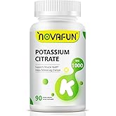 Novafun Potassium Citrate 1000mg, Potassium Supplement for Leg Cramps, Muscle & Heart Health, Vegan, Non-GMO, Gluten Free, 90 Capsules