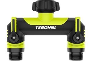 TSGOHNL 3/4-Inch Garden Hose Splitter, Outdoor Faucet Adapter, Patio Hydrant Manifold - Designed for Multiple Irrigation System Sprinkler Timers, 2-Way Hose Bib Valve-green
