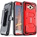 COVRWARE Aegis Series Compatible with Galaxy J3 (2016)/ J3 V/Sky/Sol/ j36/ j36V/Amp Prime/Express Prime Full-Body Holster Armor Case with Built-in Screen Protector, Belt-Clip, Kickstand, Red