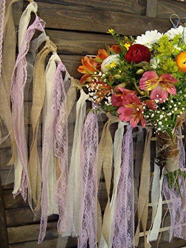 5 ft Rustic boho garland, burlap garland, rag bunting, home decor, Bohemian Wedding prop , fabric banner, shabby shic garland