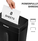 Fellowes Powershred FS-8C 8 Sheet Cross Cut Shredder 15 L Bin P4 Black view 3